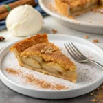 A slice of Easy Apple Pear Pie with a crispy crust and spiced fruit filling.