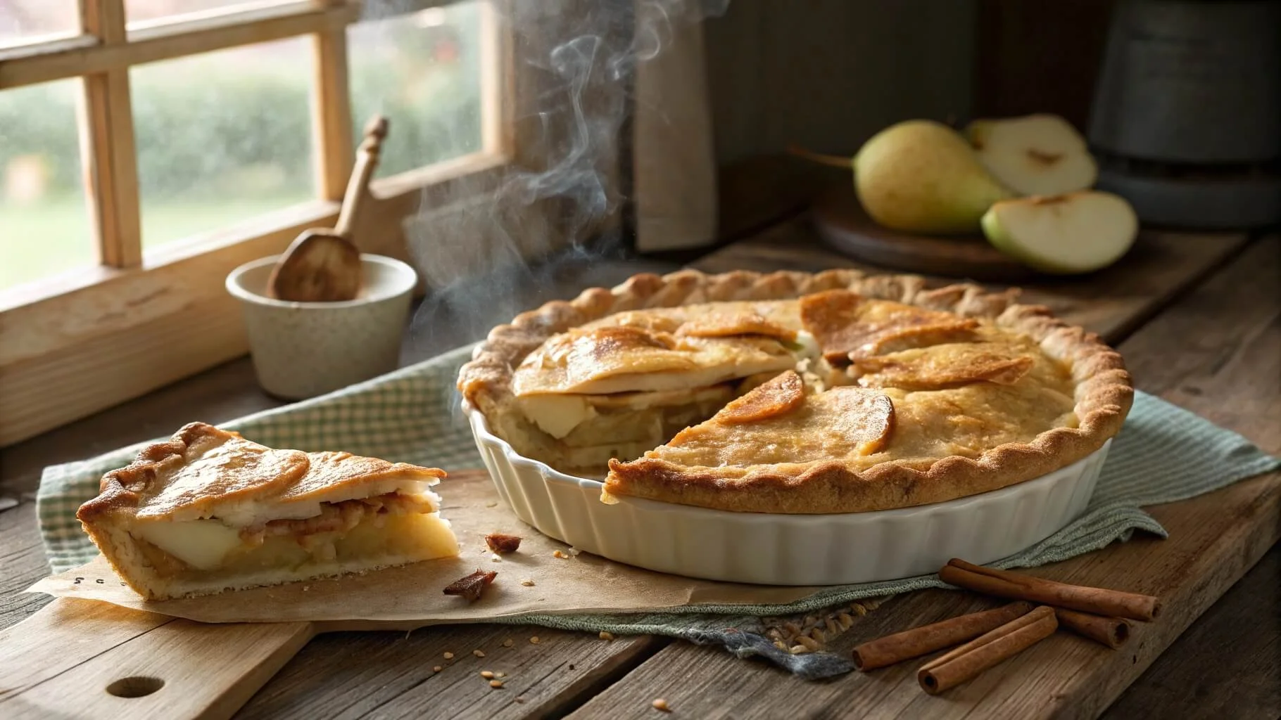 Freshly baked Easy Apple Pear Pie with a golden crust and warm spiced fruit filling.